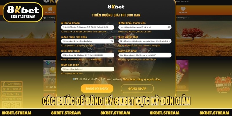 Các bước để đăng ký 8KBET cực kỳ đơn giản